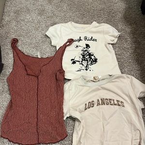Free people tank and two brandy crop tees